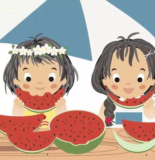 兄妹吃瓜头像卡通,卡通头像演绎温馨日常